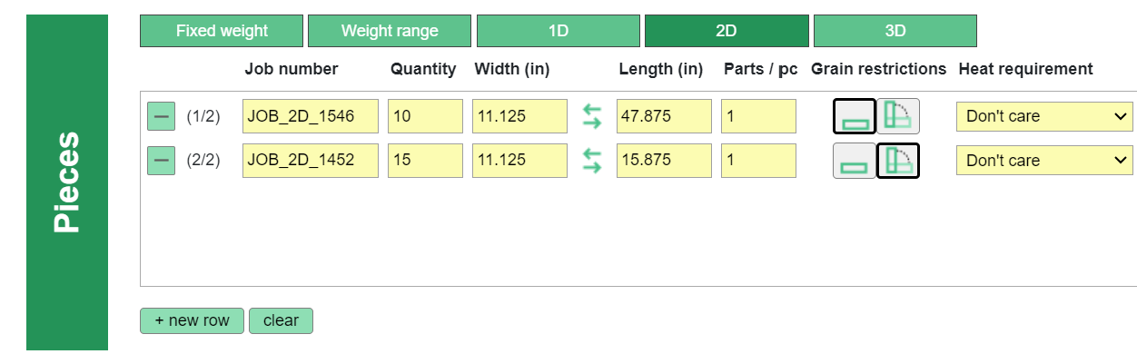 Text showing two plate planning jobs